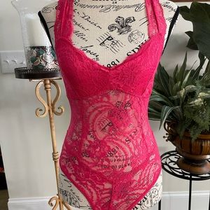 Intimately Free People 5502 Lace bodysuit, hot berry MSRP $68